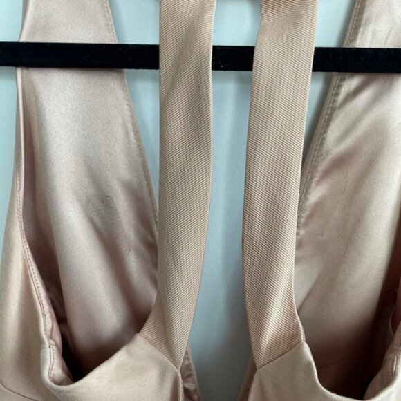 Marciano Womens Dusty Pink Peplum Top Plunging Neckline Metal Detail Backless - Picture 9 of 12